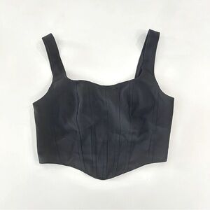 Sincerely Jules Black Corset Style Cropped Top Shirt | Sz Large